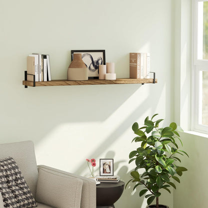 Wallniture Toledo 48 inch Floating Shelf with Heavy Duty Bookend Brackets, Wooden Shelves for Wall