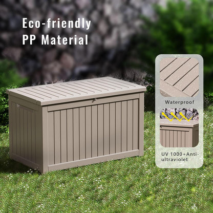 DRATO 230 Gallon Deck Box, Waterproof Resin Large Outdoor Storgae Box for Patio Furniture, Patio