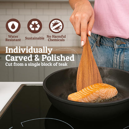 PriorityChef Premium Wooden Spoons for Cooking - 6pc with Utensil Holder, Spoon Rest and Hanging