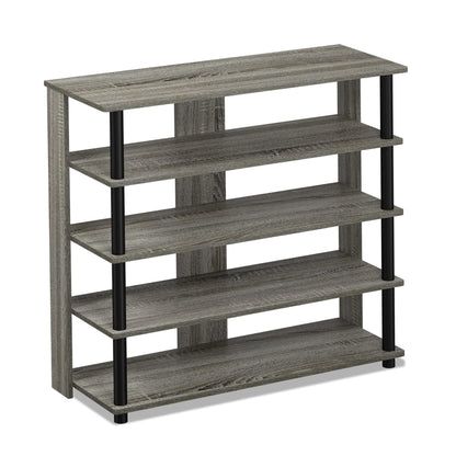 Furinno Turn-N-Tube Toolless Assembly 5-Tier Shoe Rack, Wide Vertical Shoe Organizer, Free Standing