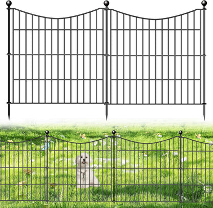 5 Panels No Dig Dog Fence Outdoor for Yard, 24 in(H) X 10 ft(L) Decorative Tall Garden Fence Animal