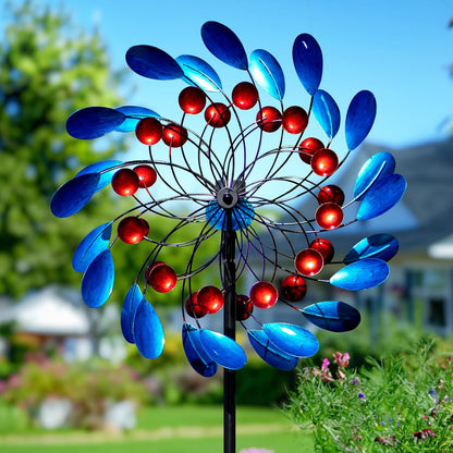 Solar Wind Spinners Outdoor, Colorful Large Garden Wind Spinners with Stake, Lawn Decor Windmill