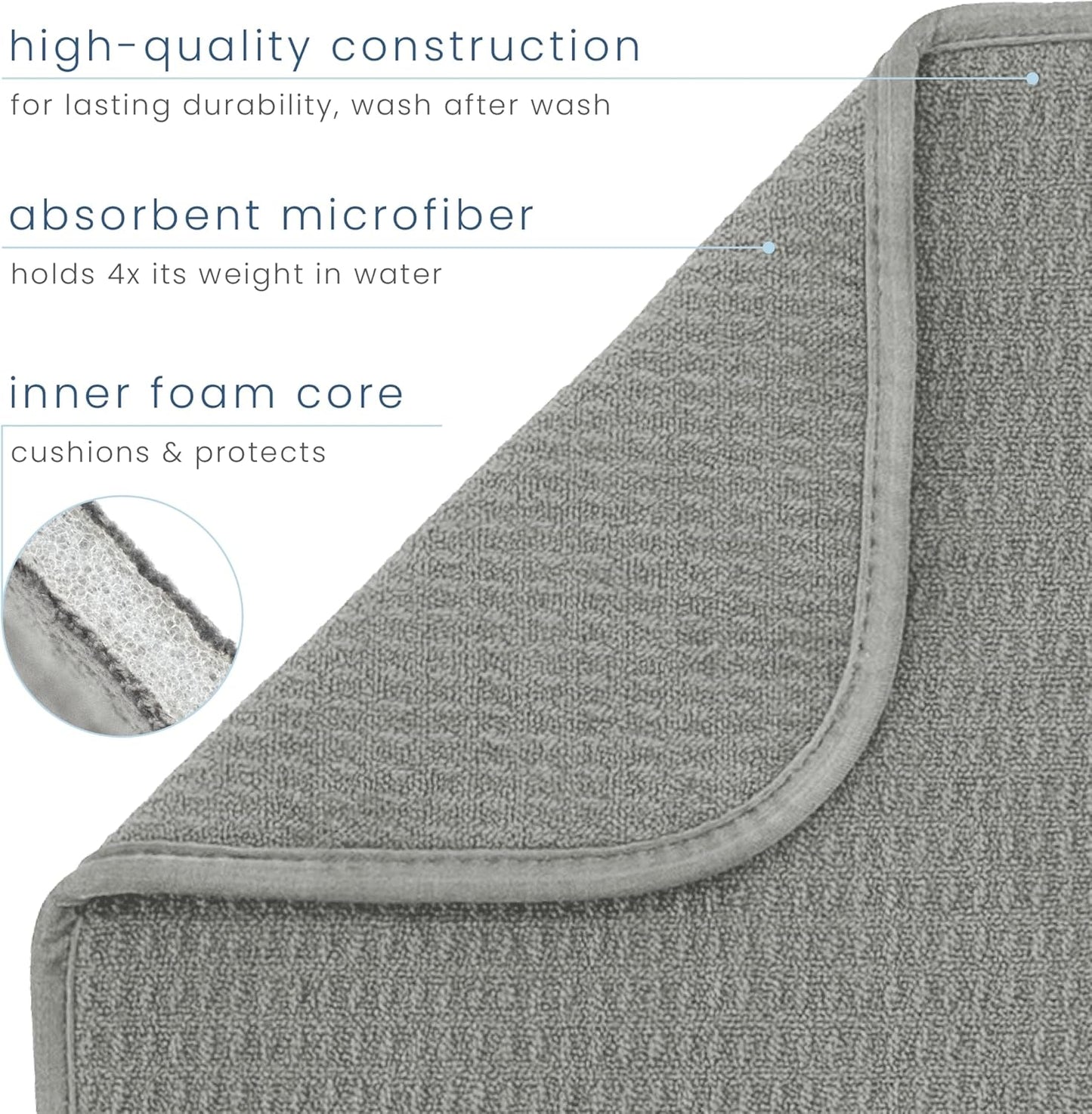S&T INC. Dish Drying Mat, 16” x 18”, Absorbent Microfiber Kitchen Counter Mat, Dish Drying Pad for