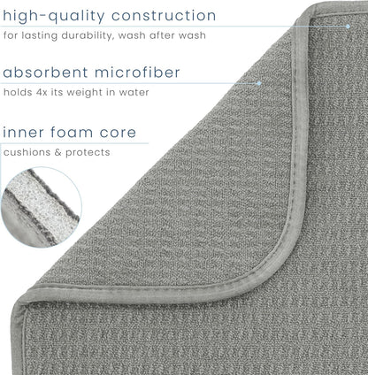 S&T INC. Dish Drying Mat, 16” x 18”, Absorbent Microfiber Kitchen Counter Mat, Dish Drying Pad for