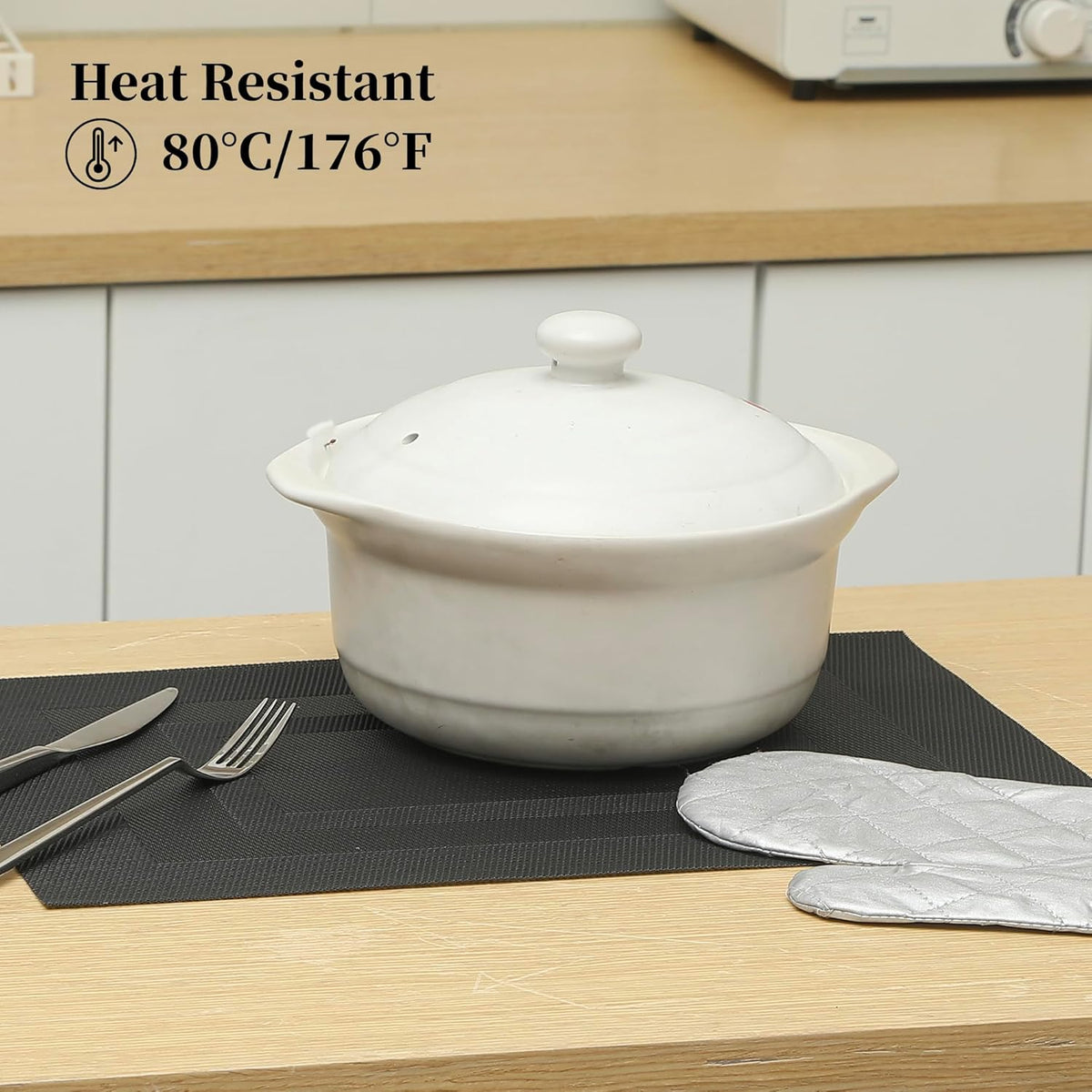 Leetaltree Black Frame Placemats Set of 8 - Heat Resistant Non-Slip Place mats for Dining Table