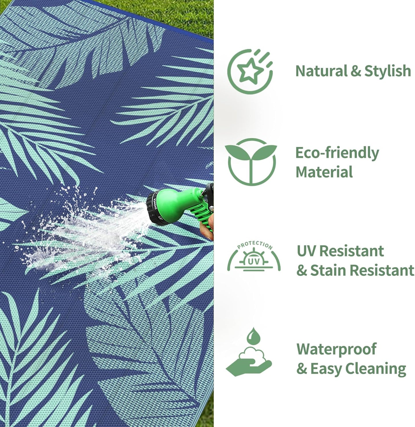 GENIMO Outdoor Rug 8' x 10' Waterproof for Patios Clearance, Reversible Outdoor Plastic Straw