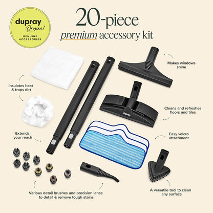 Dupray Neat Steam Cleaner with 20-piece Accesory Kit. For Multipurpose steam Cleaning Hardwood