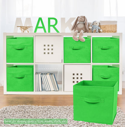 Greenco Foldable Storage Cubes, 6 pcs (Green) | Closet Organizer Storage Basket/Box/Bin/Shelf |