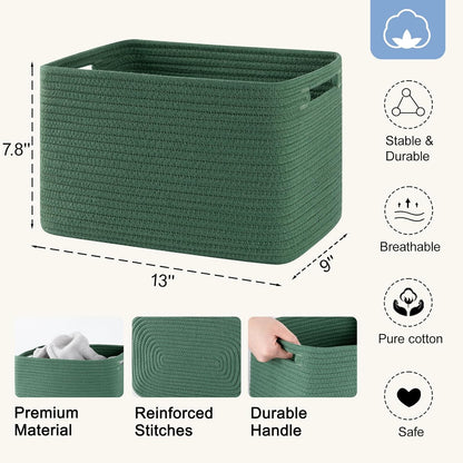 4 Pack Storage Baskets for Organizing, Woven Baskets for Shelves - Perfect for Toys, Books, Towels