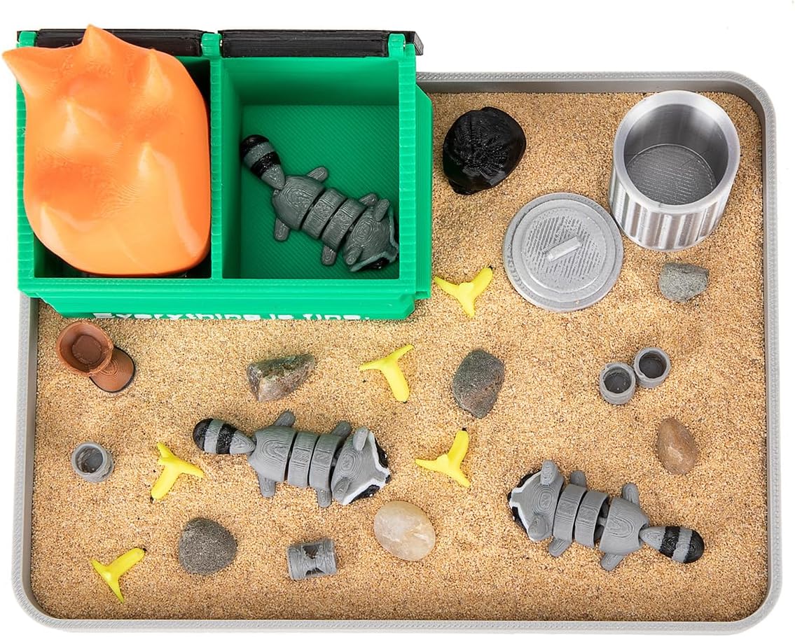 Stylor Dumpster Fire Zen Garden Desk Decor - Miniature Sandbox with Raccoon & Flames, Humorous