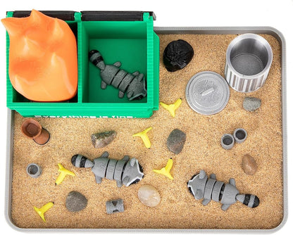 Stylor Dumpster Fire Zen Garden Desk Decor - Miniature Sandbox with Raccoon & Flames, Humorous