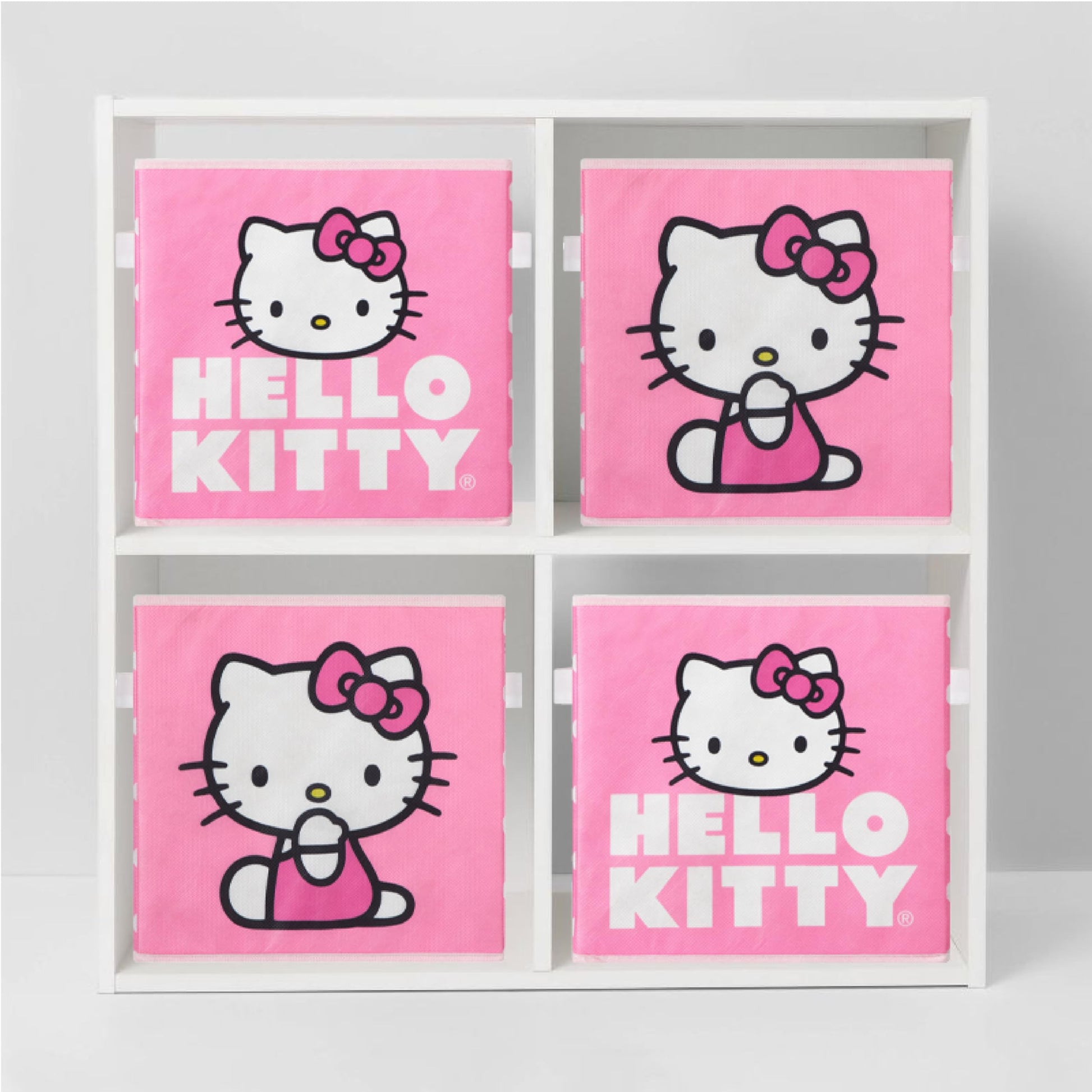 Hello Kitty Set of 2 Storage Cubes with Handles, Durable Foldable Fabric Organizer Bins for