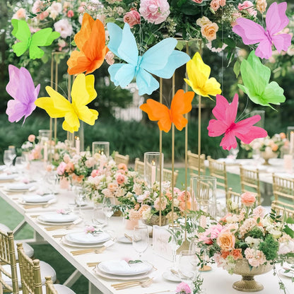 SUNBEAUTY 6Pcs Hanging Butterflies, Large Butterfly Decorations, 3D Paper Decoration, Pink Green