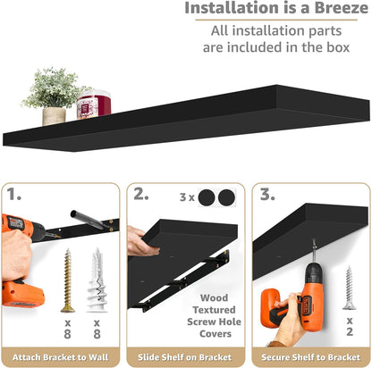 Sorbus Floating Shelves for Wall - 48 Inch Long Bathroom Shelves, Wall Decor for Bedroom, Kitchen