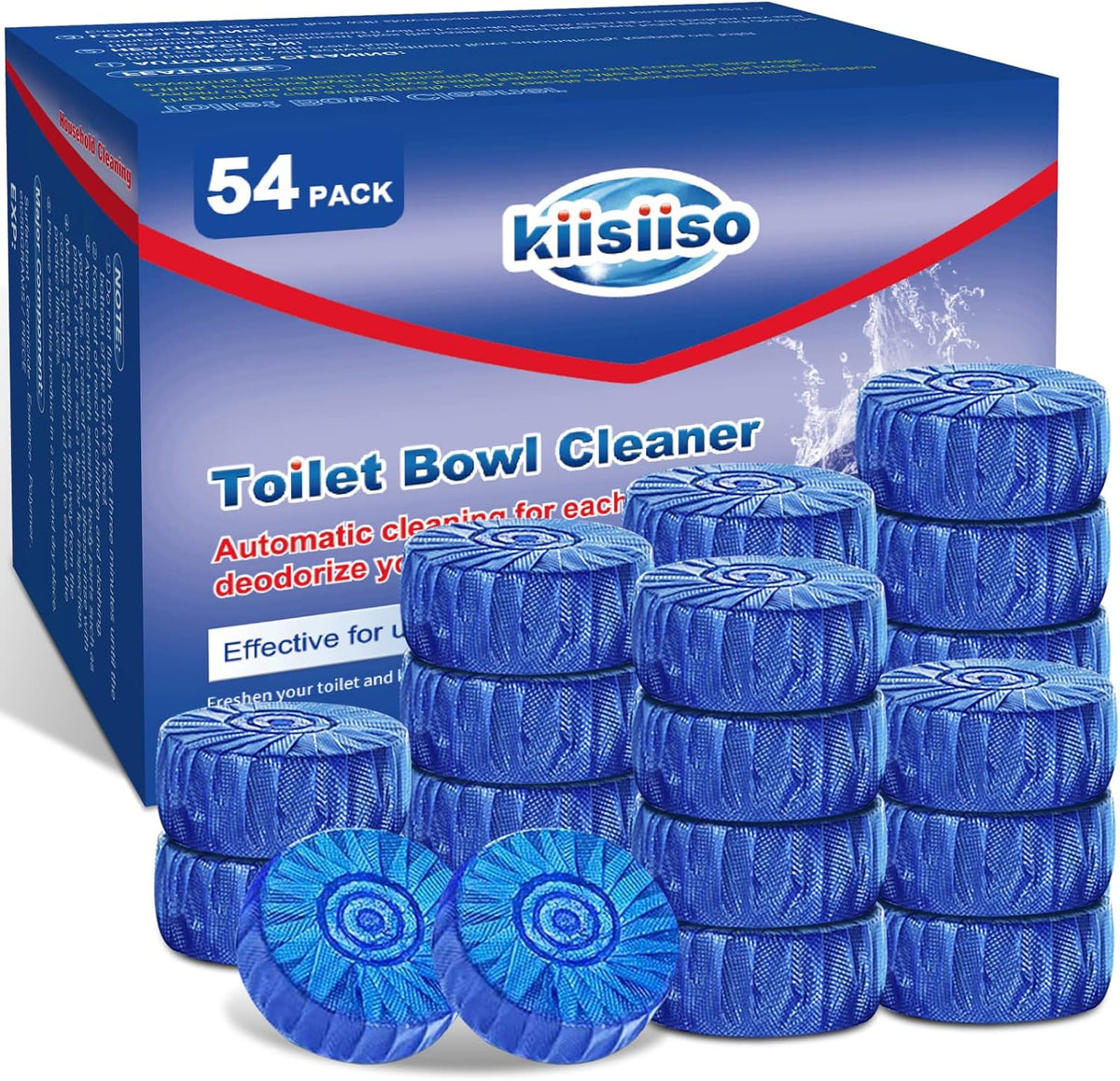 KIISIISO Multipurpose Bathroom Cleaners, 54 Pack Commercial & Household Toilet Bowl Cleaners, Blue
