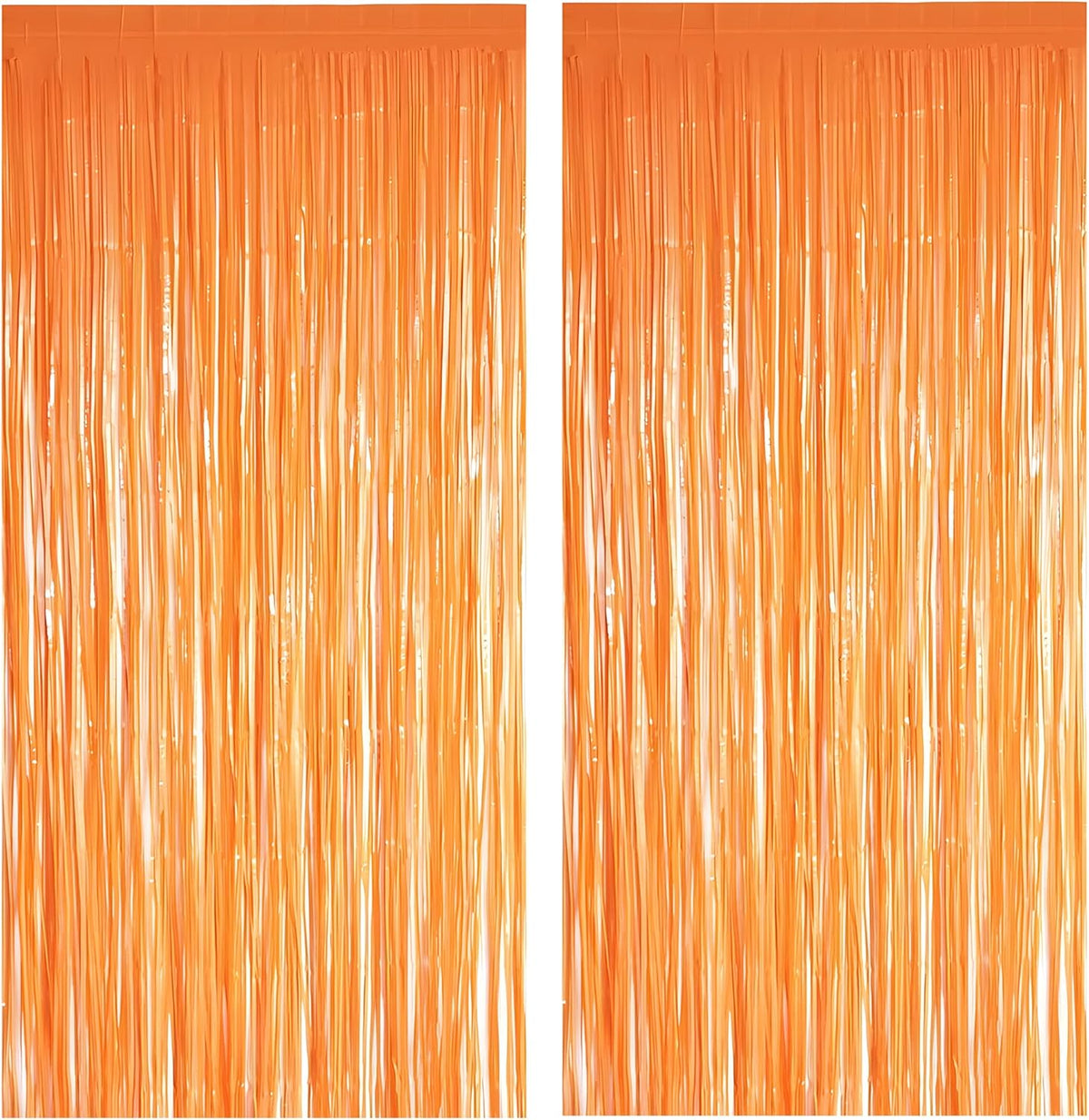 Orange Tinsel Curtain Party Backdrop - GREATRIL Foil Fringe Curtain Party Streamers for