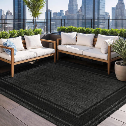Beverly Rug Large Outdoor Rug 9x12 Modern Bordered Area Rugs for Indoor and Outdoor Patio Deck