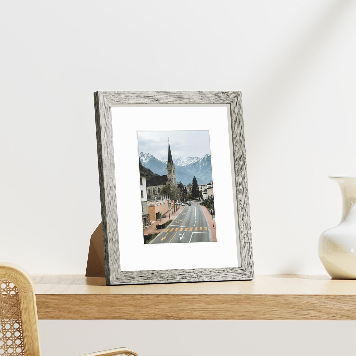 Vittanly 8x10 Picture Frames Set of 9, Shatter Resistant Plexiglass, Display 5x7 Pictures with Mat
