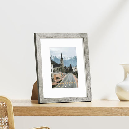 Vittanly 8x10 Picture Frames Set of 9, Shatter Resistant Plexiglass, Display 5x7 Pictures with Mat