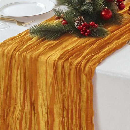 Sioloc Yellow Cheesecloth Table Runner Fall Autumn Decor for Home 10ft Table Cloth for Wedding