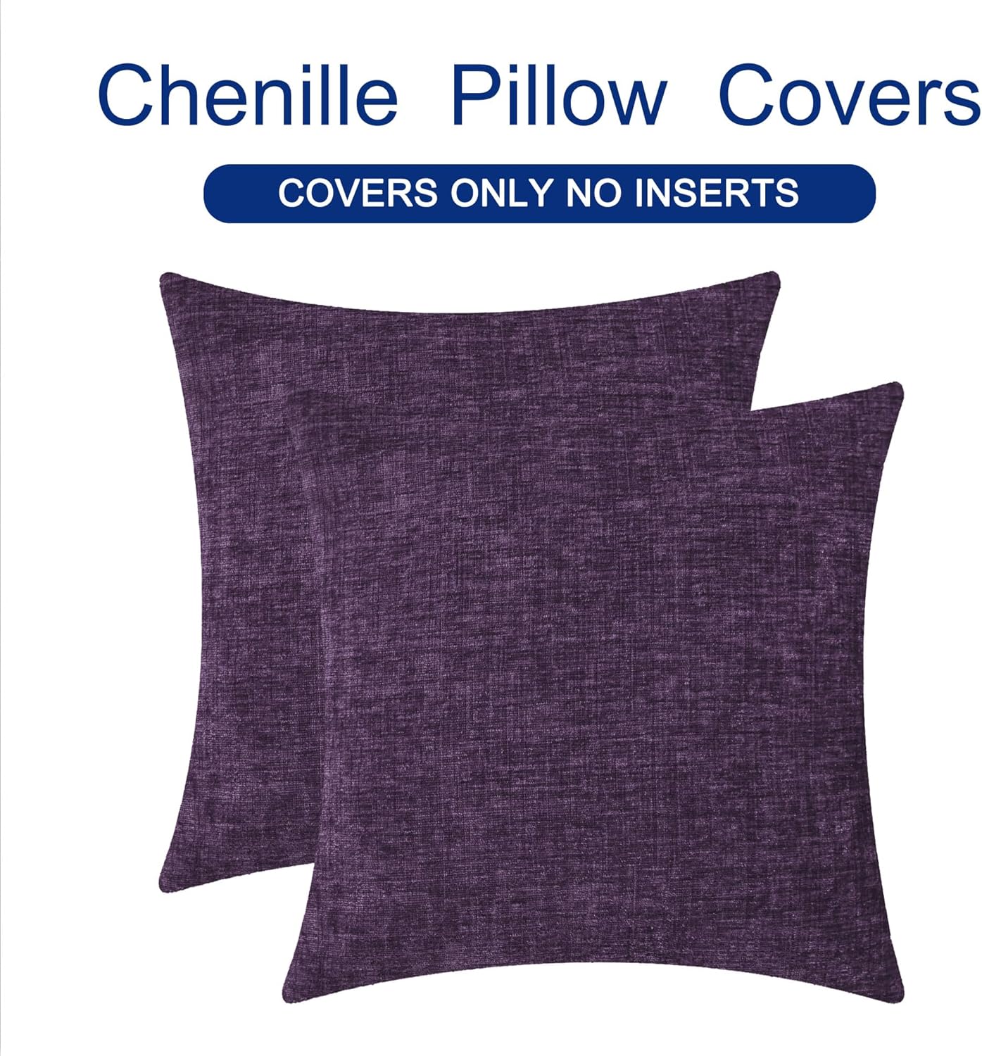 CaliTime Throw Pillow Covers Decorative 20 X 20 Inches Pack of 2 Cozy Chenille Cushion Cases for