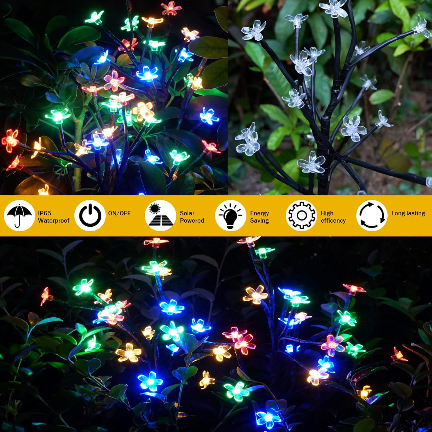 Solar Garden Lights Garden Decor, Solar Flowers Outdoor Decorative,2Pack 40LED Fairy Lights Outdoor