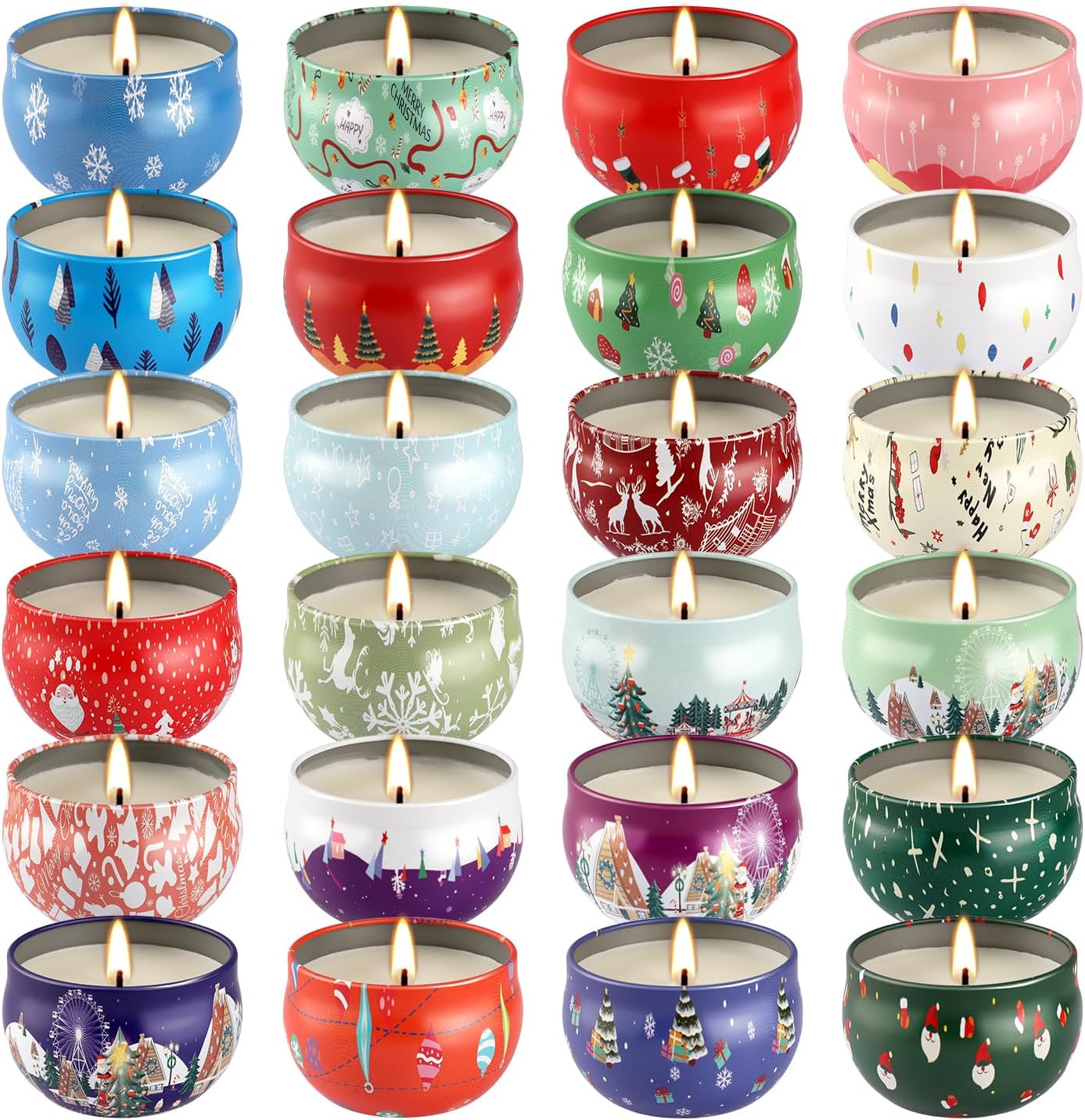 24Pack Christmas Scented Candles Gift- Aromatherapy Candle-2.5oz Soy Wax-Long Lasting Burn time