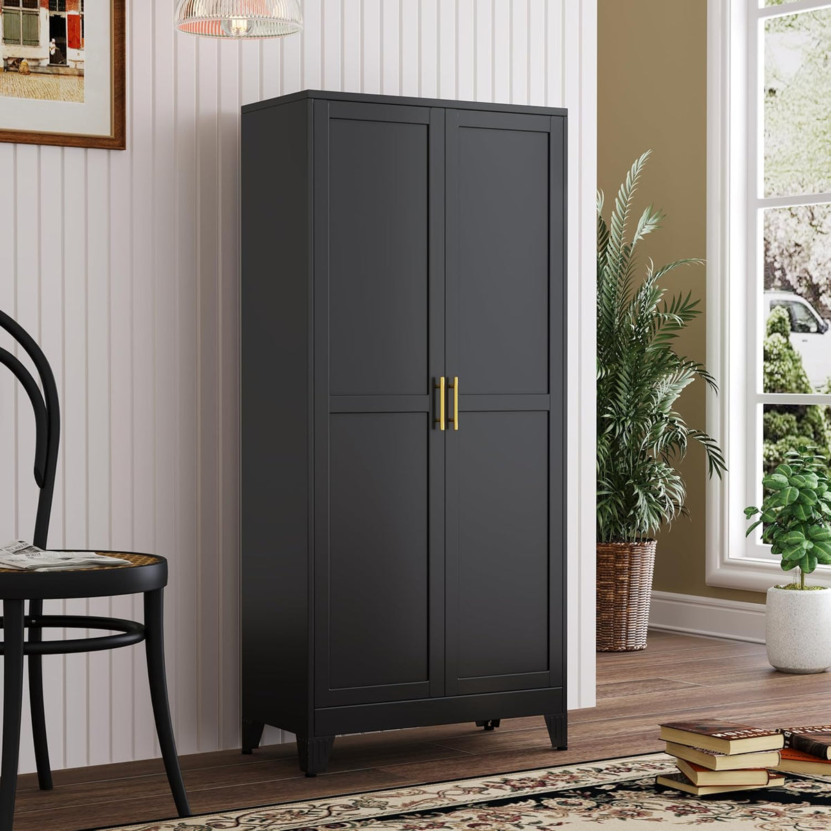 Metal Kitchen Pantry Storage Cabinet with 2 Doors and 3 Adjustable Shelves,Pantry Cabinet with