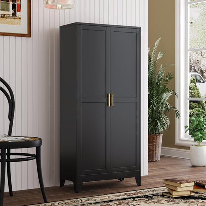 Metal Kitchen Pantry Storage Cabinet with 2 Doors and 3 Adjustable Shelves,Pantry Cabinet with