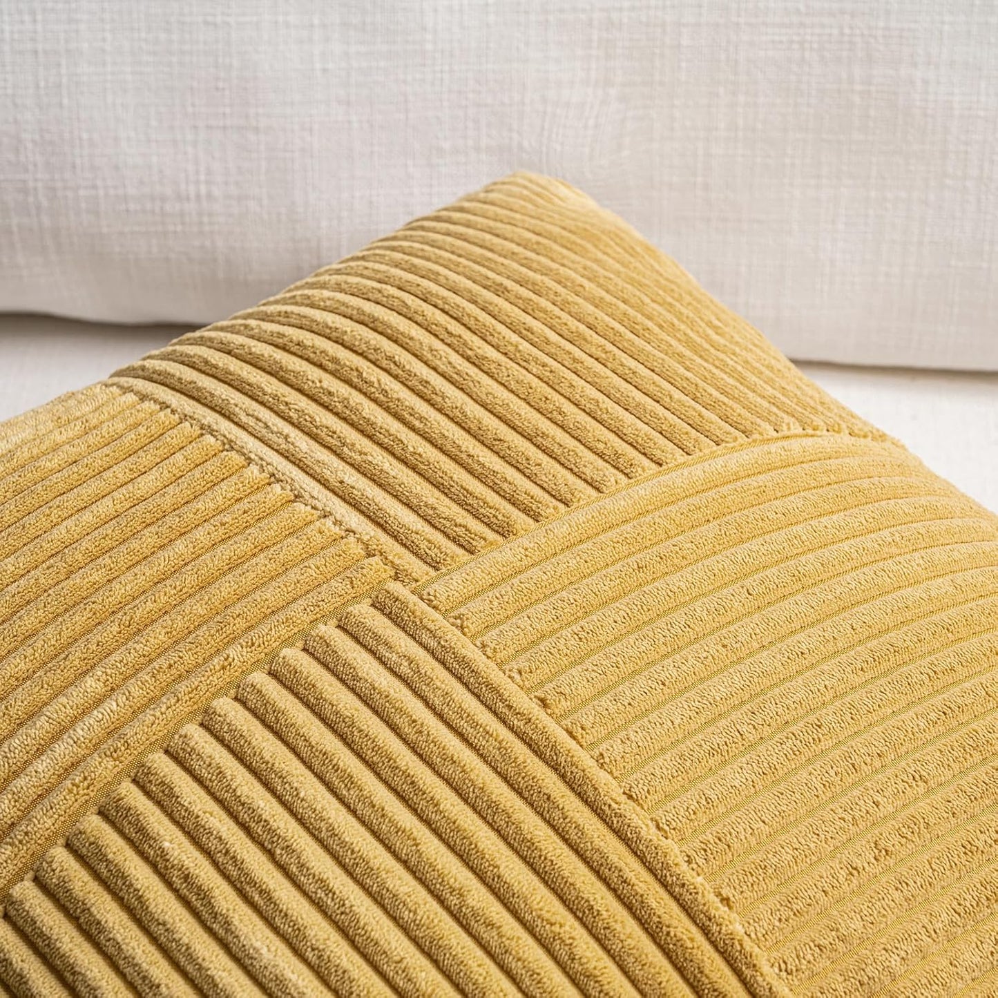 Fancy Homi 2 Packs Mustard Yellow Big Decorative Throw Pillow Covers 24x24 Inch for Living Room