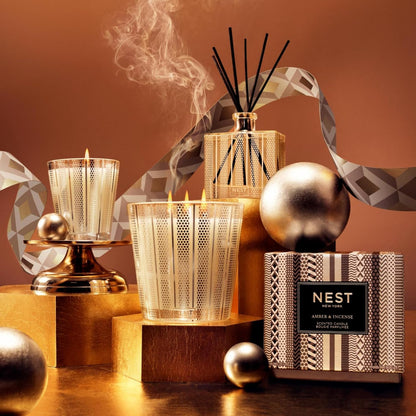 NEST New York Scented Classic Candle, Amber & Incense - 8.1 oz - Up to 60-Hour Burn Time - Reusable
