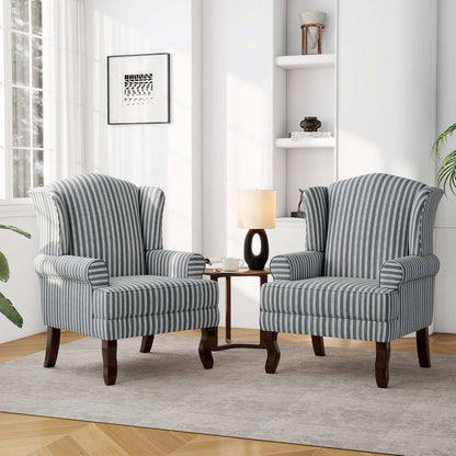 Accent Chair, High Back Upholstered Armchair with High Resilience Sponge & Wood Legs, Mid-Century