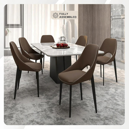 LeisureMod Amalfi Upholstered Fabric Dining Chair – Modern Side Chair with Iron Legs, Mid-Century