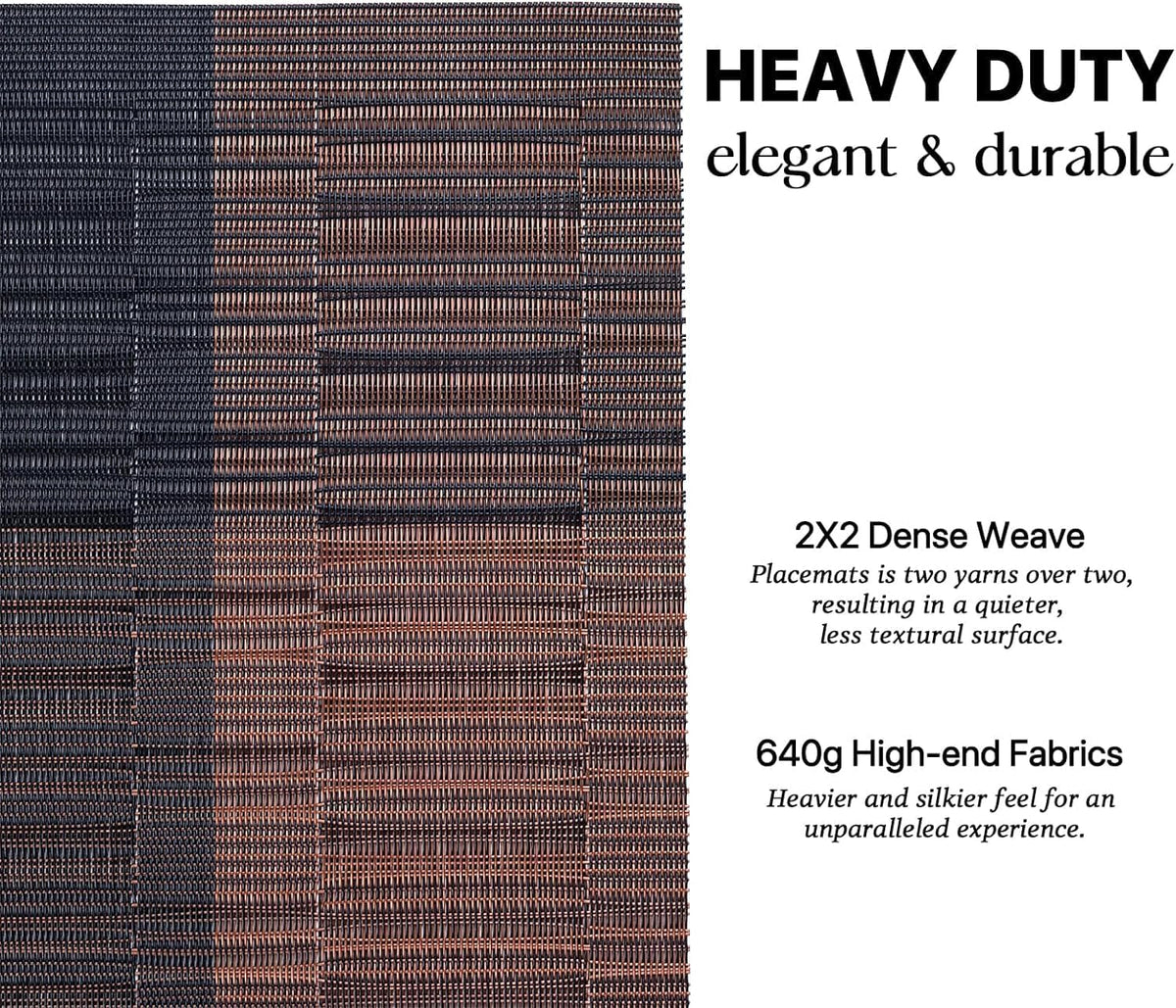 LEXMORE PlaceMats Set of 12 Vinyl/Plastic Woven Place Mats for Kitchen Table Indoor/Outdoor