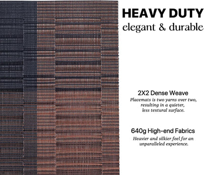LEXMORE PlaceMats Set of 12 Vinyl/Plastic Woven Place Mats for Kitchen Table Indoor/Outdoor