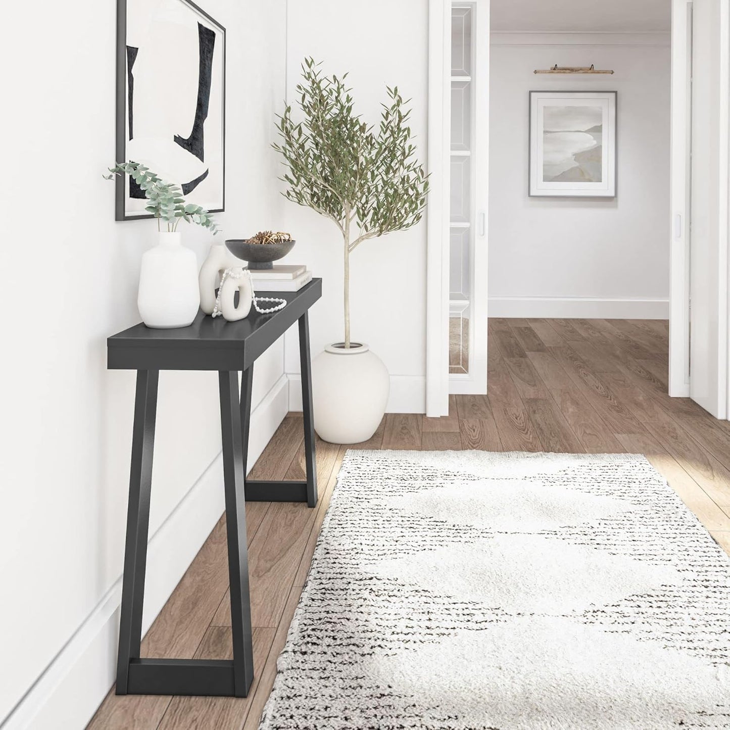 Plank+Beam Solid Wood Console Table, 46.25 Inch, Sofa Table, Narrow Entryway Table for Hallway