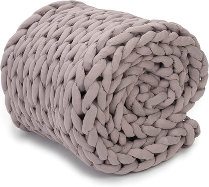 Nuzzie Chunky Knit Blanket - Breathable, Cooling, Hand Made Knit Throw Blanket for Sleep - Machine