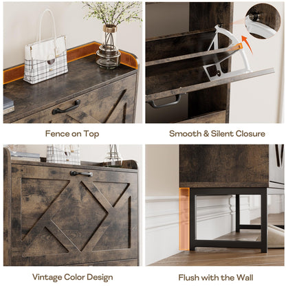 Nicetree Shoe Cabinet with 2 Flip Drawers, Entryway Organizer, Chestnut