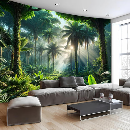 BSFHH Nature Tapestry Forest Tree Sea Cave Wall Hanging, Stream Through Rainforest Landscape Wall