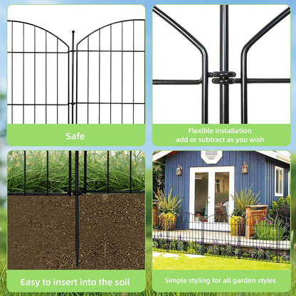 Decorative Garden Fence 24in (H) x20ft (L), 10 Pack No Dig Fence Animal Barrier for Dog, Arched