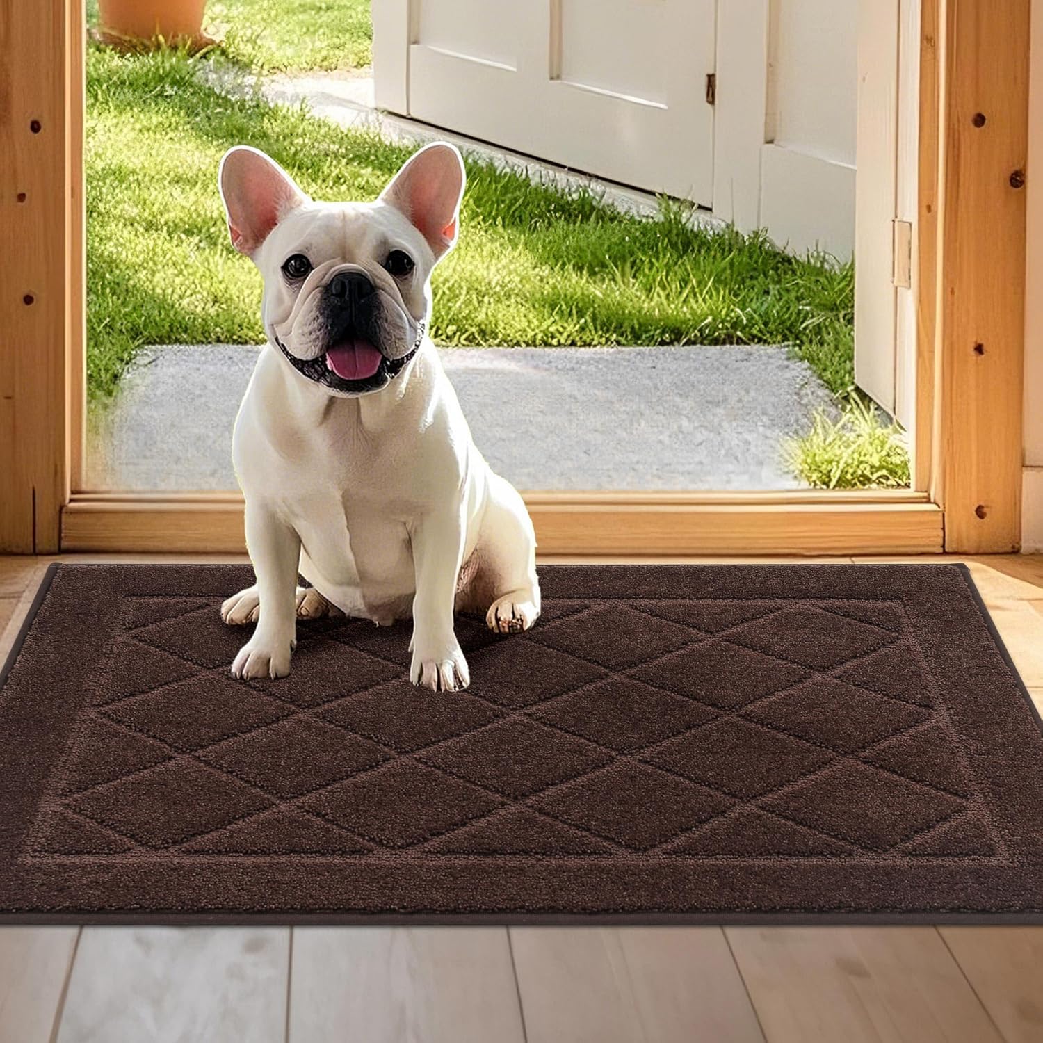 JSEI Dirt Trapper Door Mat 20"x32", Non-Slip Washable Entryway Mats, Dog Door Mat, Stain Resistant