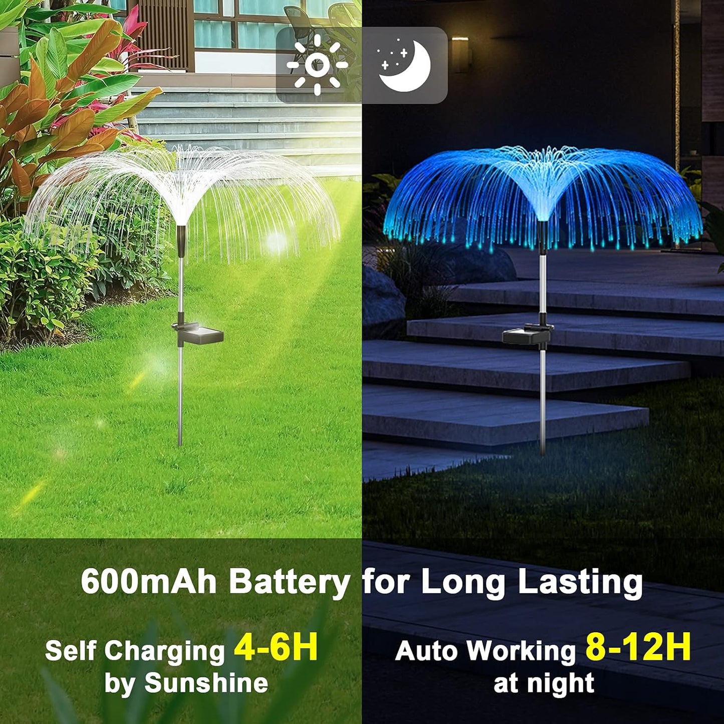 Vosaro Solar Flower Lights Outdoor Garden Decorations Waterproof, 7 Color Changing Decorative Solar