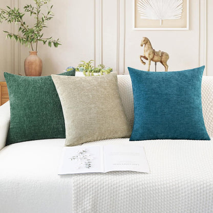 CaliTime Throw Pillow Covers Decorative 26 X 26 Inches Pack of 2 Cozy Chenille Cushion Cases for