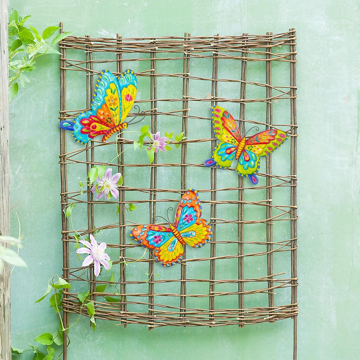 J-Fly Metal Butterfly Wall Decorations Garden Decor Room Decor, Lawn Ornaments Ladybugs Live- 3