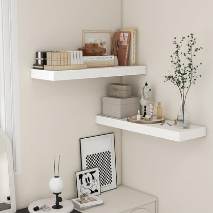 Deep Floating Shelves, 12'' Deep Rustic Large Floating Shelves Set of 2, White Shelves for Wall 36