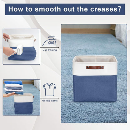 13x13 Cube Storage Bins, Collapsible Fabric Storage Box, 4 Pack Closet Baskets with Handles for