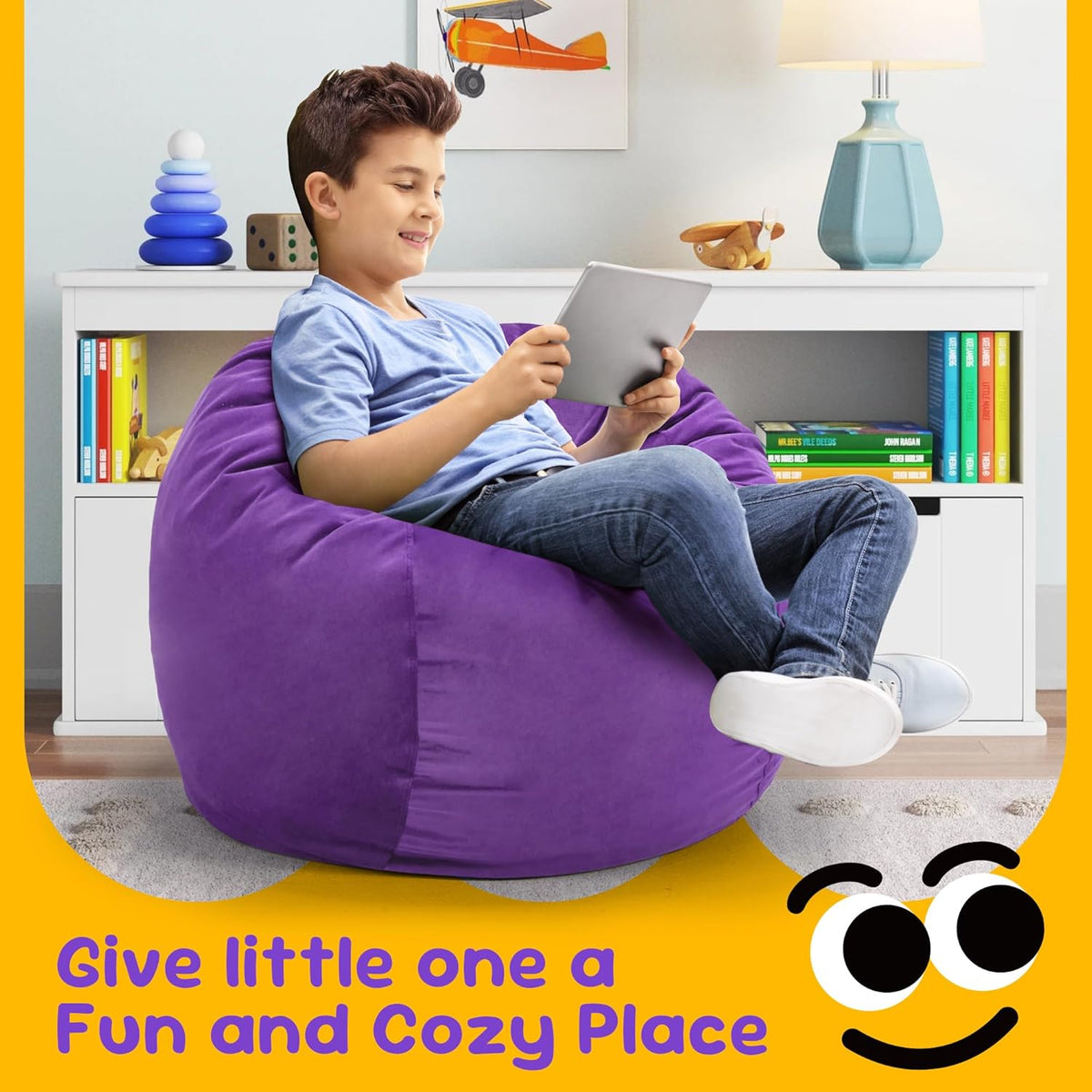 Hobestluk Bean Bag Chairs 2.5FT Bean Bag Chair with Memory Foam Filled & Machine Washable