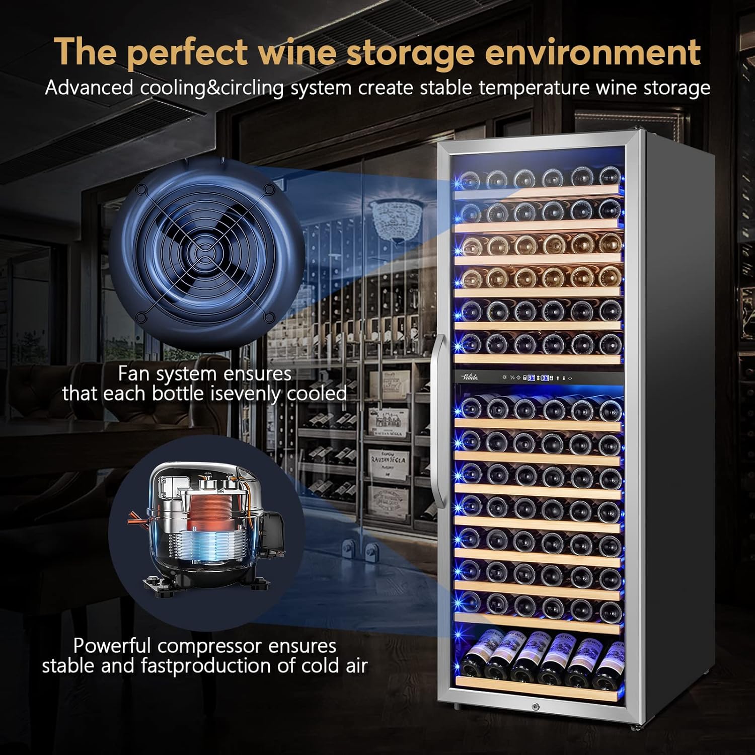24 Inch Wine Cooler Fridge Dual Zone, Professional Large Capacity High Wine Refrigerator with