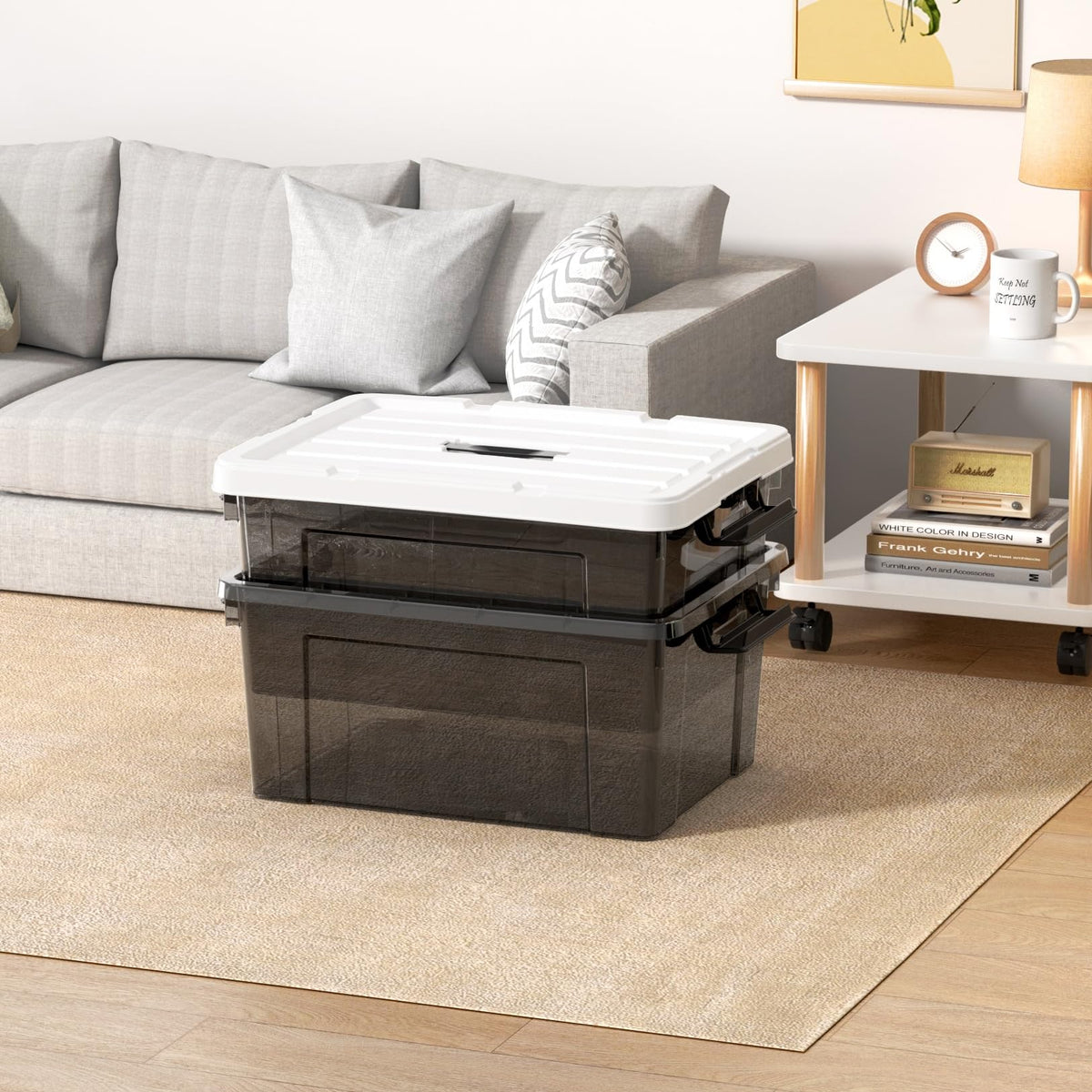 Cetomo Lidded Storage Bin with Handle, Tote Organizing Container with Durable Lid and Secure