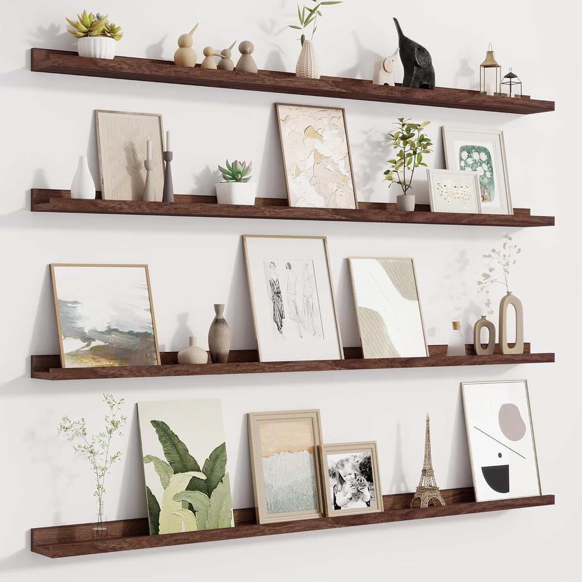 Picture Ledge Shelf for Wall, Floating Shelves Set of 4, 48 Inch Long Nursery Book Shelves for Toys